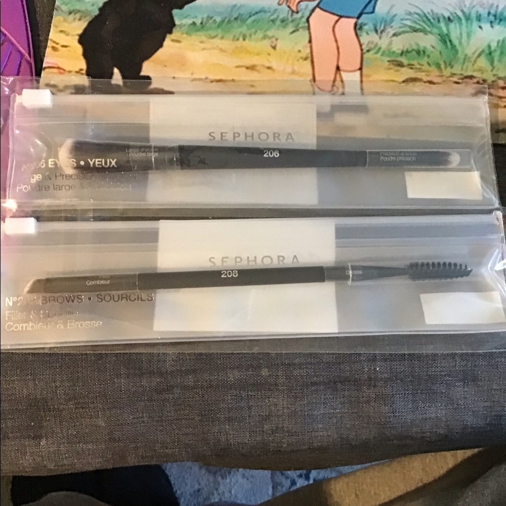 Sephora Eyes and Brows Brushes with Holographic Face and cheek palette